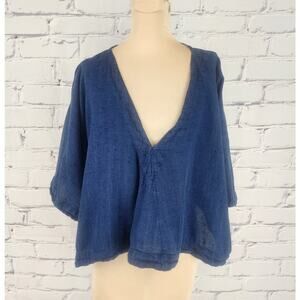 Free People Top Womens M Cropped Oversized Gauze Summer Beach Boho Spring light